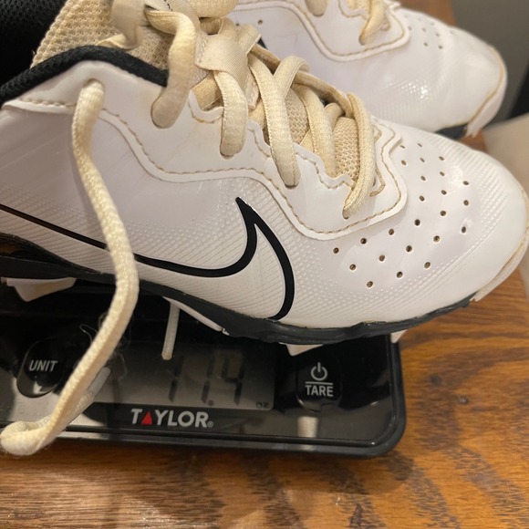 Nike Kids Baseball Cleats White Black Synthetic Leather Lace Up Size 13C - Picture 7 of 7